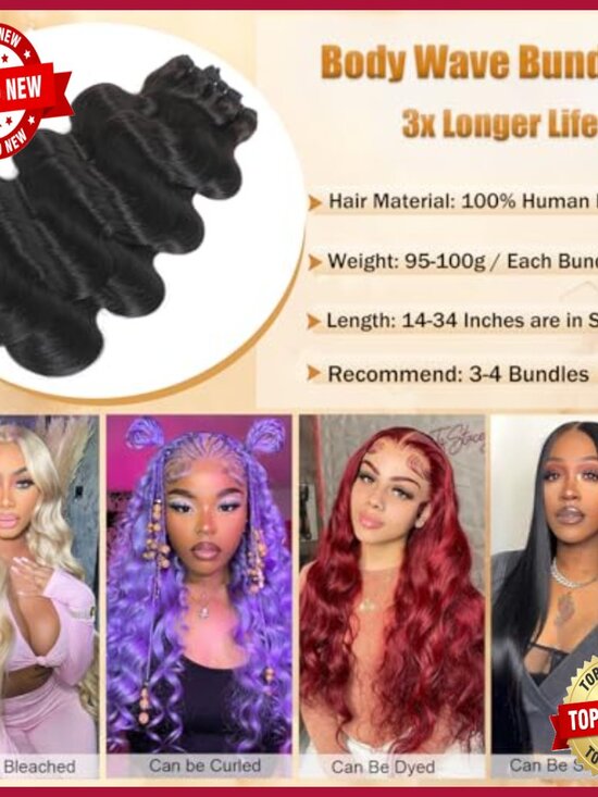 Virgin Human Hair Extensions 18-22 Inch Body Wave Bundles Double Weft main image 6